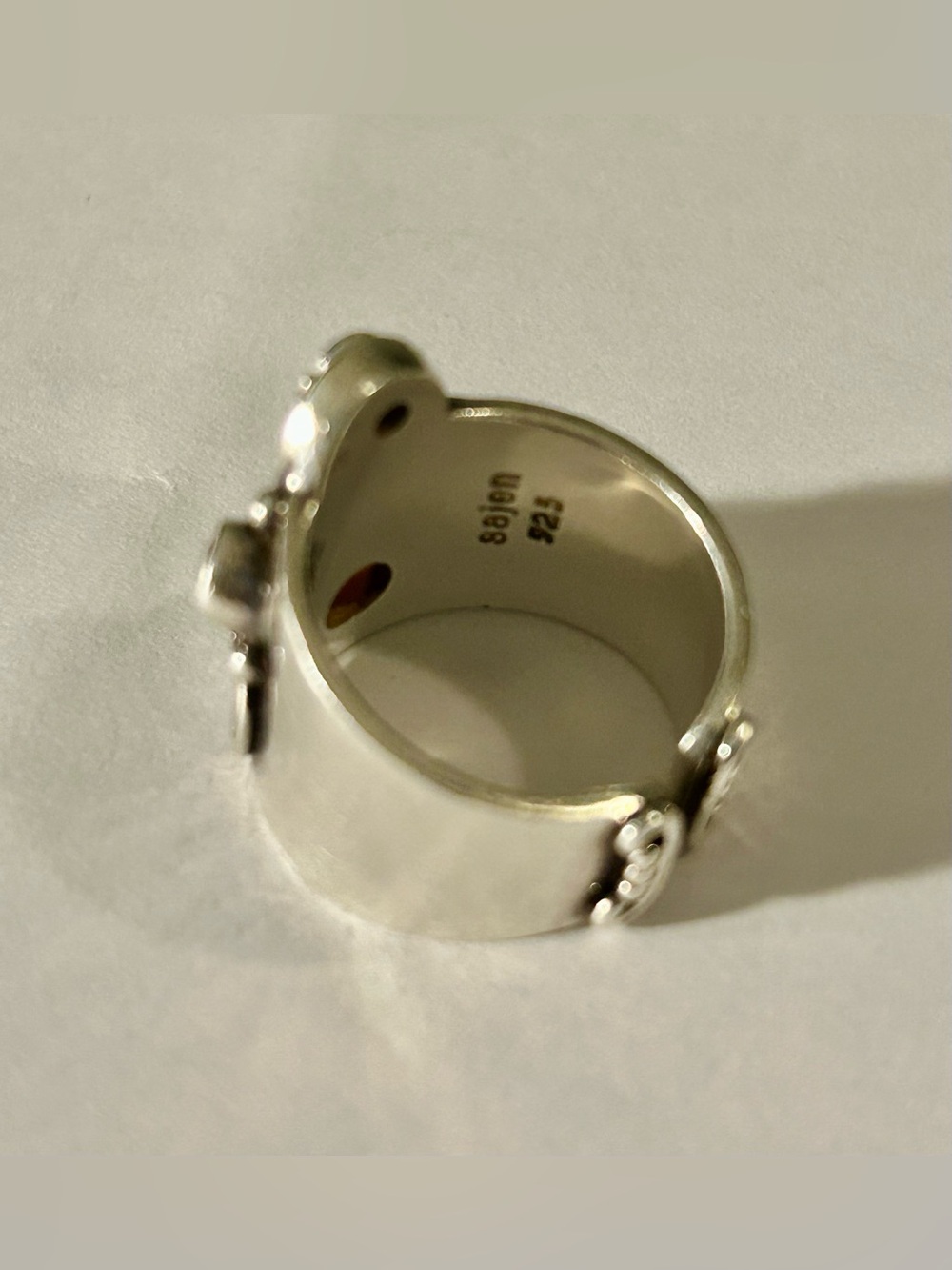 Vintage Sajen Sterling Silver Multi Stone scroll and spiral detail Ring 14 gm - Picture 4 of 9